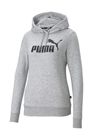 Puma ESS Logo Hoodie Gri Kadın Sweatshirt 