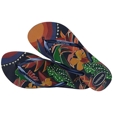 Slim Tropical Lacivert Kadın Terlik