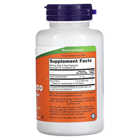 Pau D' Aeco 500 mg of ınner bark  100 veg kapsül