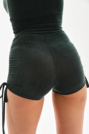 Yanlardan Biye ile Büzülüp Açılır Şort
