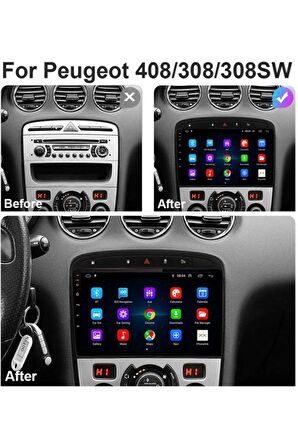 Peugeout 308/408 2007-2013 Model Uyumlu 4-32 Gb 9 Inç Multimedia Sistemi ( Görsel Temsilidir )