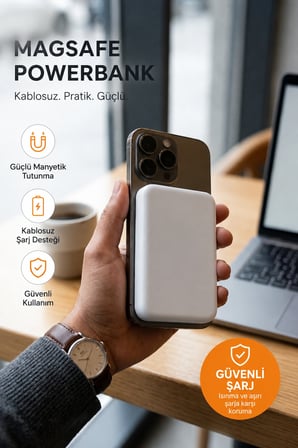 MagSafe Uyumlu 10000 mAh Kablosuz Hızlı Şarj Powerbank Taşınabilir Şarj Cihazı