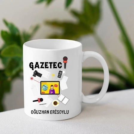 Mesleki Hediye Gazeteci Temalı Hediye Seti – Kişiselleştirilebilir Kupa & Kalem