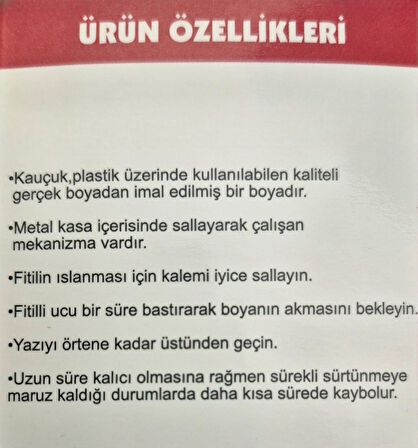 Lastik Kalemi Lastikteki Yazıları Beyaz Renklendirme Beyaz Lastik Kalemi