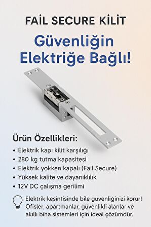 Tırnaklı Elektronik Kapı Kilit Karşılığı Enerji Yokken Kilitli