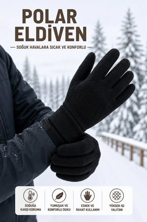 Polar Eldiven Soğuk Hava İçin Sıcak Tutan Yumuşak Dokulu Kışlık Eldiven - 2 Adet