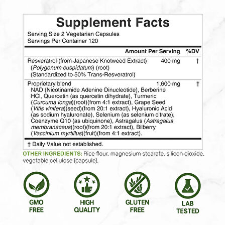 Resveratrol  complex 2,000 mg  240 kapsül