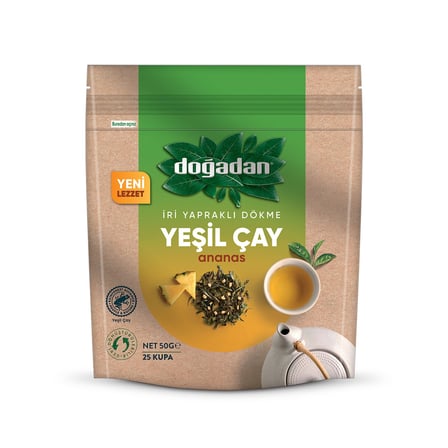 Doğadan İri Yapraklı Dökme Yeşil Çay Ananaslı 50G - 6 Adet