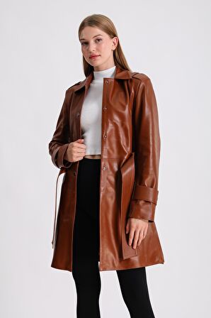 Kadın Hakiki Deri Trençkot