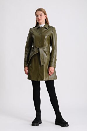 Kadın Hakiki Deri Trençkot