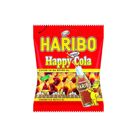 HARIBO Yumuşak Şeker 80 G Happy Cola - Kola Aromalı Şekerleme 2'li Ekonomik Paket - 2 Adet
