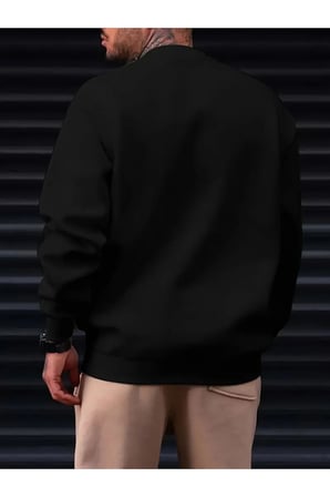 Unisex Yön Gösteren Pusula Tasarım Baskılı Bisiklet Yaka Sweatshirt