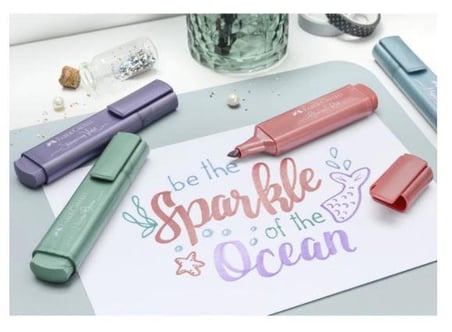 Tekstil Markörü Metalik 4 Renkli Faber Castell Tekstil Marker Metalik Renk 4'lü Keçeli Kalem