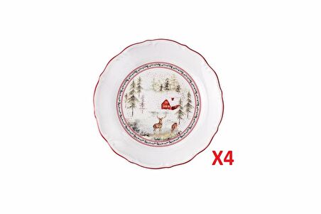 Porland Caribou Düz Tabak 19cm 4'lü 04AP022128