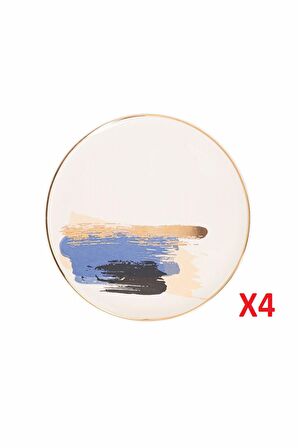 Porland Dash Düz Pasta Tabağı 21cm 4'lü 04ALM007902