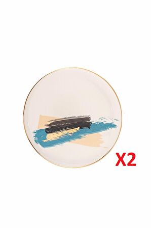 Porland Dash Düz Pasta Tabağı 21cm 2'li 04ALM007904