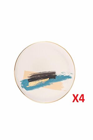 Porland Dash Düz Pasta Tabağı 21cm 4'lü 04ALM007904