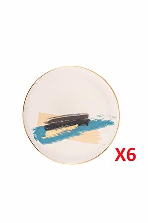 Porland Dash Düz Pasta Tabağı 21cm 6'lı 04ALM007904