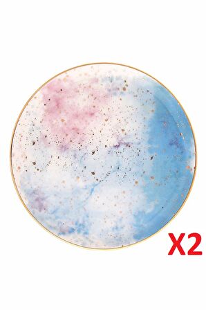 Porland Cosmos Desen Düz Tabak 24cm 2'li 04ALM006669