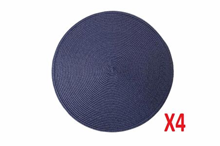 Porland Vista 38 cm Yuvarlak Mavi Silinebilir Örme Amerikan Servis Takımı 4 Kişilik