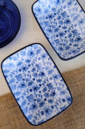 Tabak Evi Blue Heaven Kayık Tabak 2 li 17x12x3cm