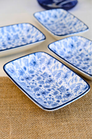Tabak Evi Blue Heaven Kayık Tabak 4 lü 17x12x3cm