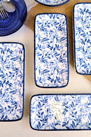 Tabak Evi Blue Heaven Kayık Tabak 4 lü 22x22x1cm