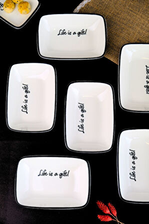 Tabak Evi Motto Gift Kayık Tabak 6 lı 17x12x3cm