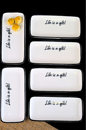 Tabak Evi Motto Gift Kayık Tabak 6 lı 22x22x1cm