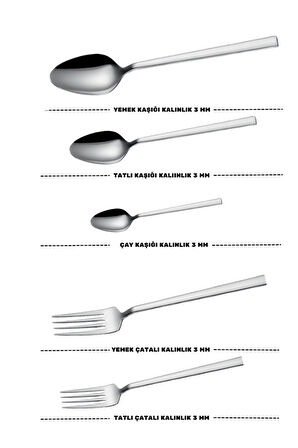 Lugga Doğa Yemek - Tatlı Çatal Kaşık ve Çay Kaşık Takımı 12 Kişilik 60 Parça