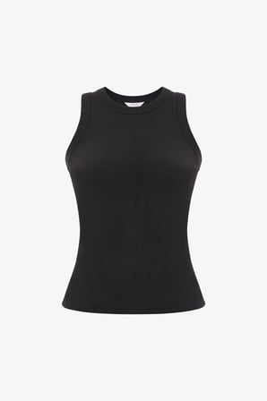 Siyah Halter Yaka Pamuklu  Atlet