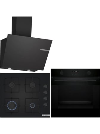 Bosch Siyah 3 Lü Ankastre Set 412 ( HUA736EA0T - POP6C6P30O - DWK66PJ60T ) - Buhar Destekli