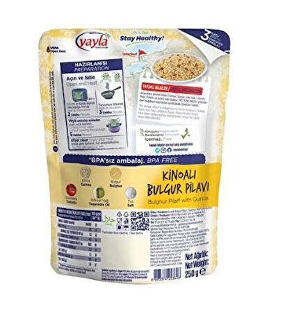 Yayla Yemek Hazır Kinoalı Bulgur Pilavı 250 Gr