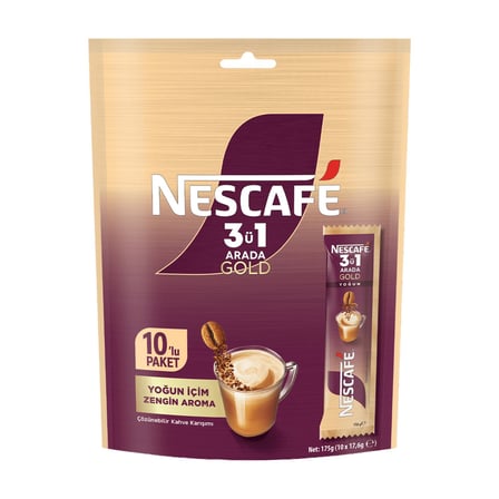 Nescafe 3ü1 Arada Gold Yoğun Çoklu Paket 10 x 17.6 G - 5 Adet