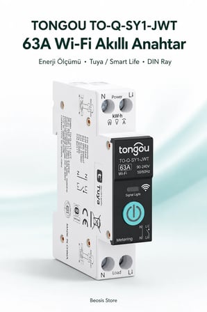 tongou tuya 63a wifi akıllı şalter – enerji takibi, uzaktan aç/kapat ve programlama