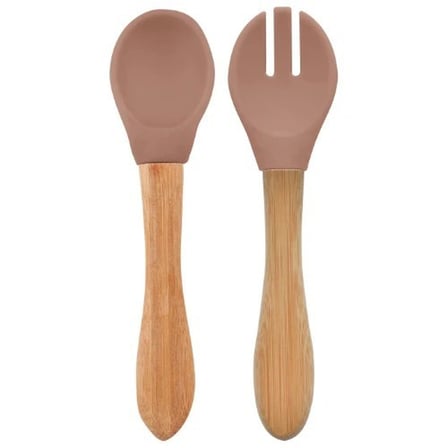 Mama Kaşığı ve Çatal Seti Woody Brown