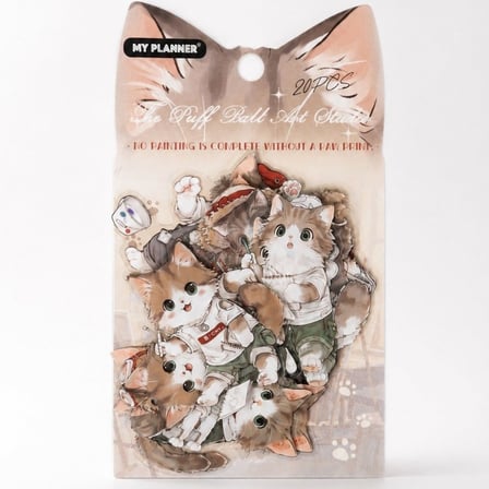 Sevimli Kedi Temalı Dekoratif Sticker Seti - Ajanda, Planner ve Defter Çıkartması (20 Parça)