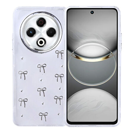 Tecno Spark 30 4G Uyumlu Kılıf Airbag Tasarımlı Simli Şeffaf Kutup Kapak