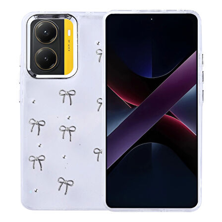 Xiaomi Poco X7 Pro Uyumlu Kılıf Airbag Tasarımlı Simli Şeffaf Kutup Kapak