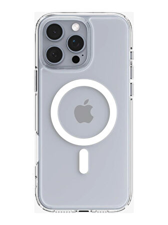 iPhone 16 Pro Uyumlu Kılıf Crystal MagSafe Özellikli Şeffaf Kapak