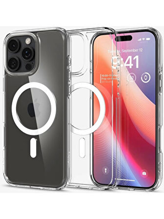 iPhone 16 Pro Uyumlu Kılıf Crystal MagSafe Özellikli Şeffaf Kapak