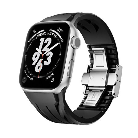 Apple Watch 10 46mm Uyumlu KRD-127 Metal Tokalı Kaliteli TPU Silikon Kordon