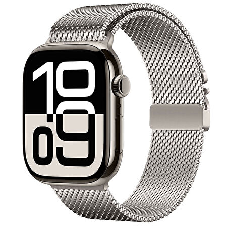 Apple Watch 10 42mm Uyumlu Metal Hasır Kordon KRD-121