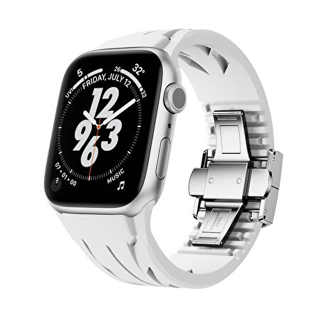 Apple Watch 10 46mm Uyumlu KRD-127 Metal Tokalı Kaliteli TPU Silikon Kordon
