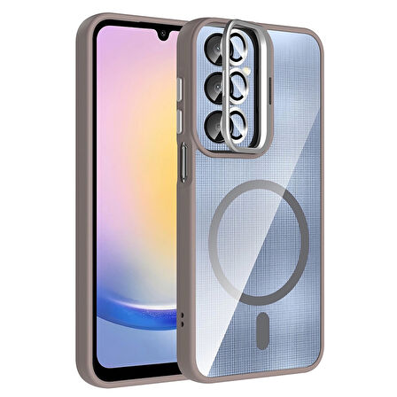 Samsung Galaxy A36 Uyumlu Kılıf Standlı ve Kamera Lens Hediyeli MagSafe Şarj Özellikli Etro Kapak