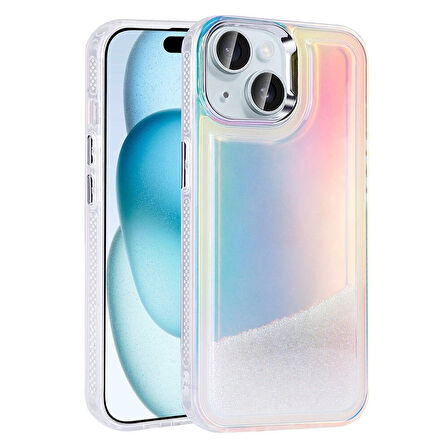 Apple iPhone 13 Uyumlu Kılıf Airbagli Renkli Arka Yüzey Boncuk Tasarımlı Kumul Kapak