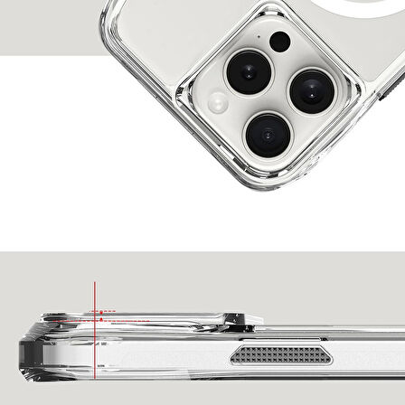 Apple iPhone 16 Pro Uyumlu Ergonomik Kavisli Tam Koruma  Magsafe Şarj Airbagli Şeffaf İncek Kapak