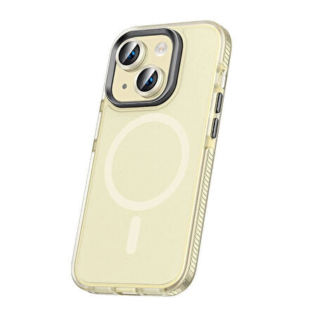 iPhone 15 Plus Uyumlu Kılıf Airbagli Magsafe Wireless Şarj Özellikli Lens Koruyuculu Klaptika Kapak