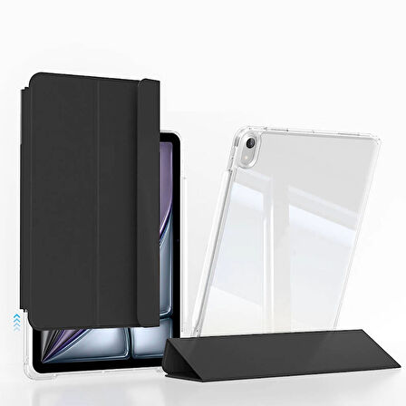 ​​​Apple iPad Air 13 2024 Uyumlu Kılıf Magnetik Ayrılabilen Airbagli Kablosuz Kalem Şarjı-Uyku Modu Sliding Tablet Kılıfı​Apple iPad Air 13 2024 Kılıf Magnetik Ayrılabilen Airbagli Zore Sliding Tablet Kılıfı
