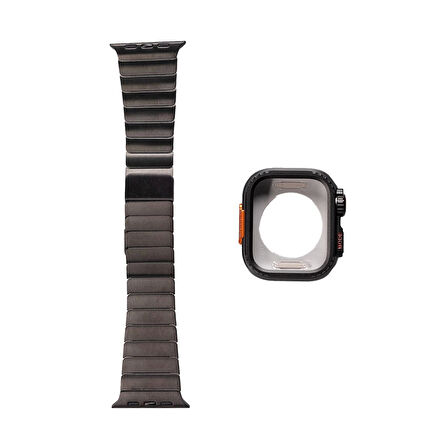 Apple Watch 44mm Uyumlu KRD-126 Sert Kasa Koruyuculu Metal Kordon